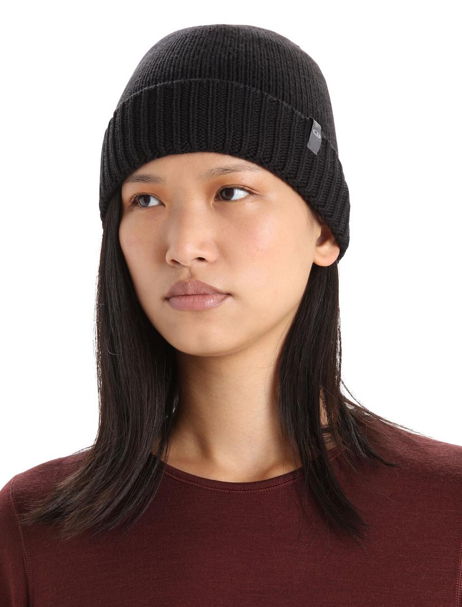 Czapki Icebreaker Unisex Merino Vela Cuff Beanie Damskie Czarne | PL 1472MQZA